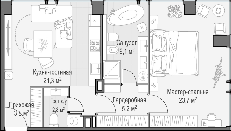 2 ккв (Евро) 65,9 м²