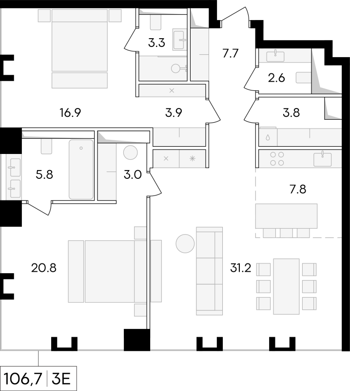 3 ккв (Евро) 110 м²