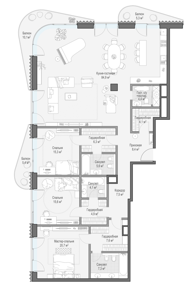4 ккв (Евро) 208 м²