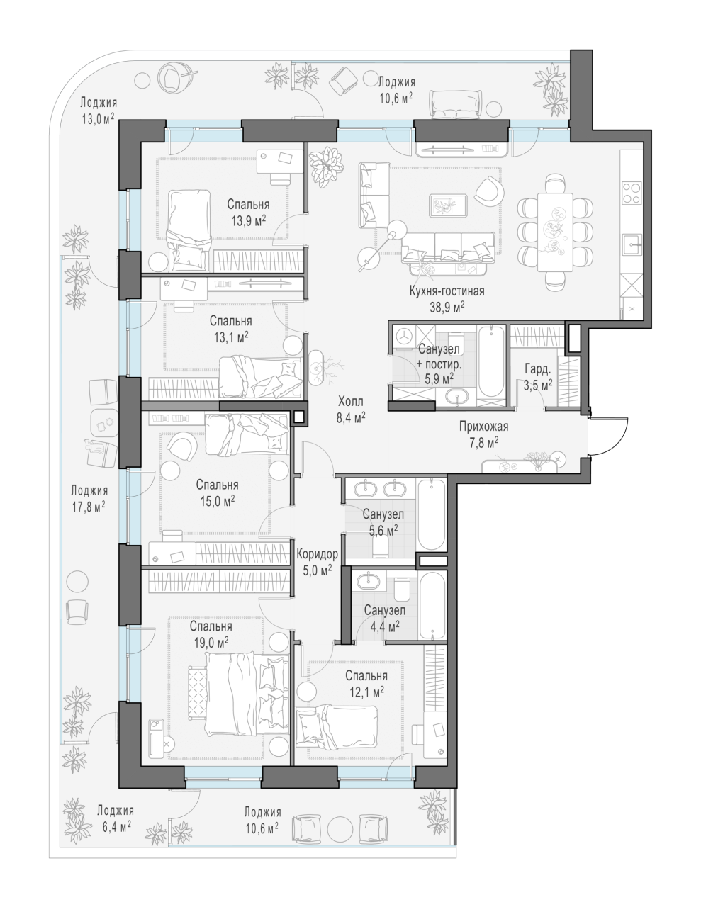 4 ккв (Евро) 183,2 м²