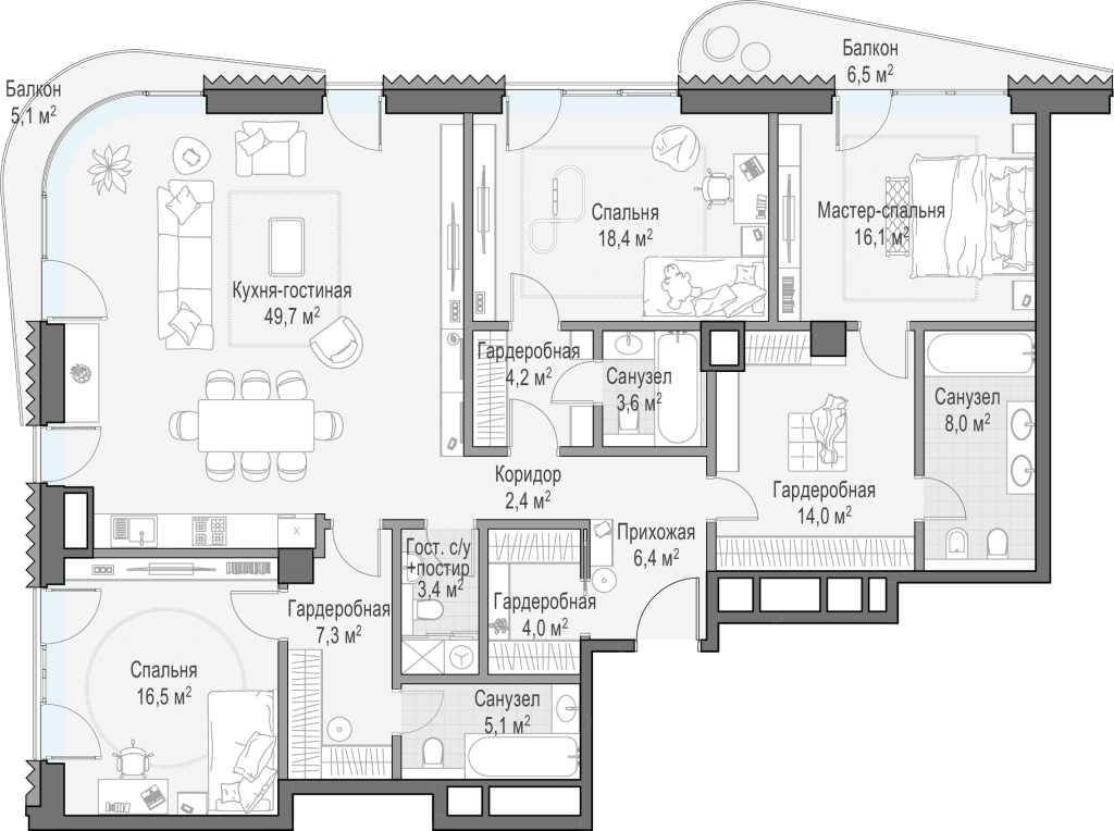 4 ккв (Евро) 167,3 м²