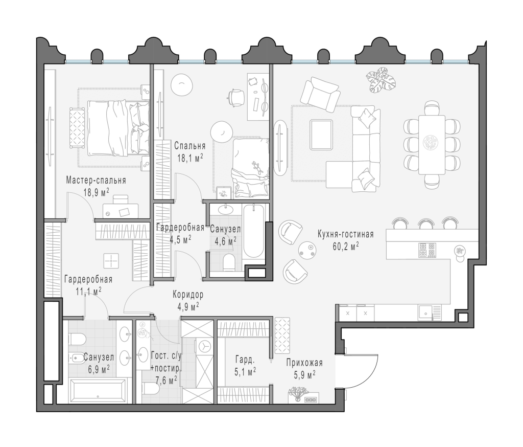 4 ккв (Евро) 146,6 м²