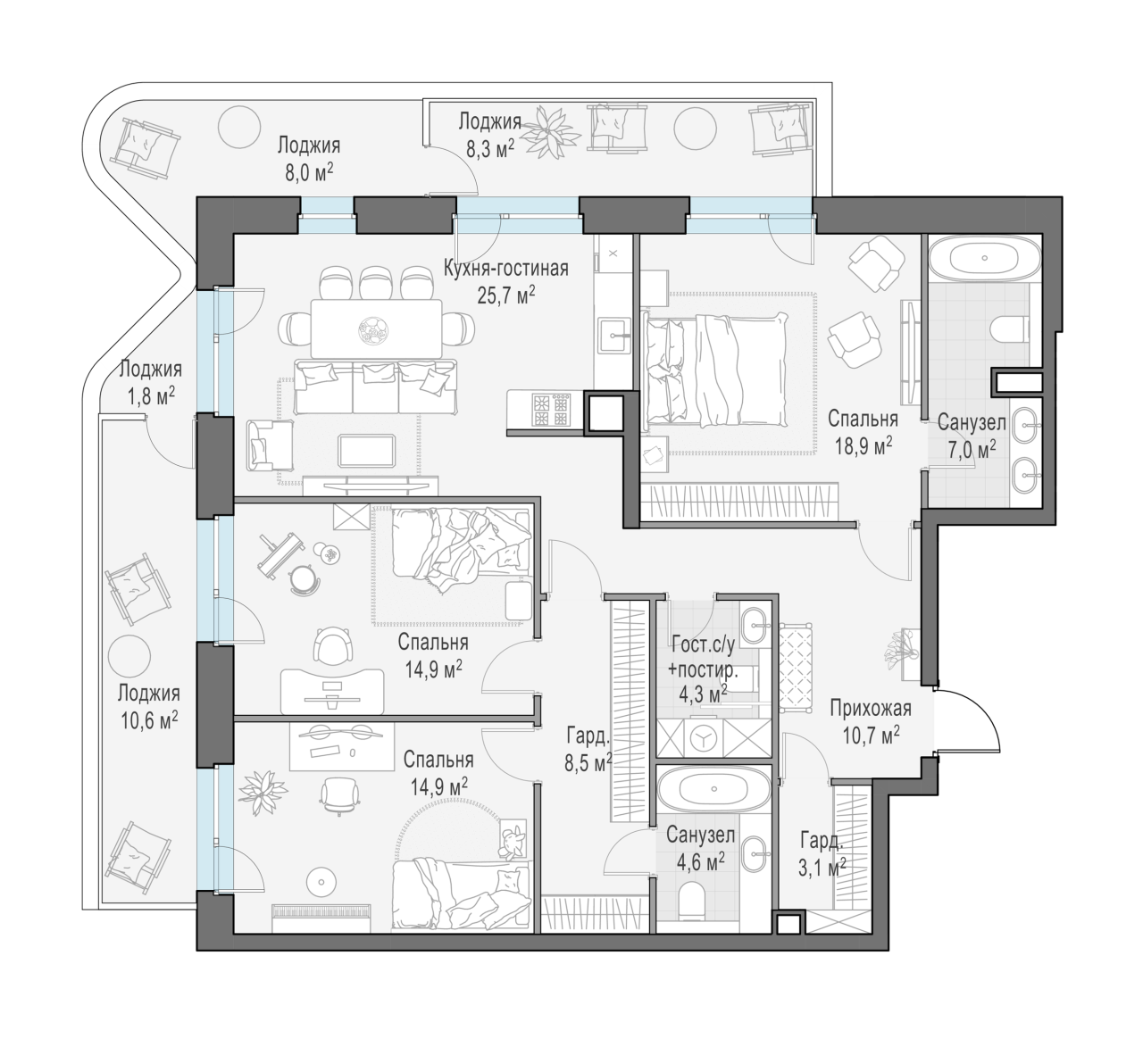 4 ккв (Евро) 127 м²