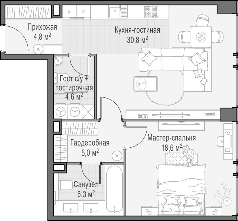 2 ккв (Евро) 70,2 м²