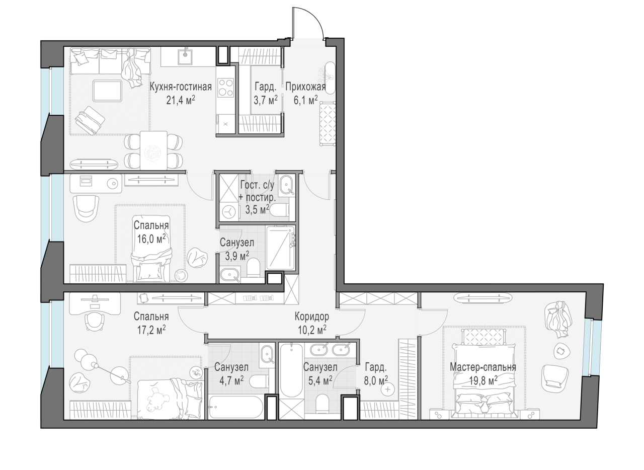 3 ккв (Евро) 120,8 м²