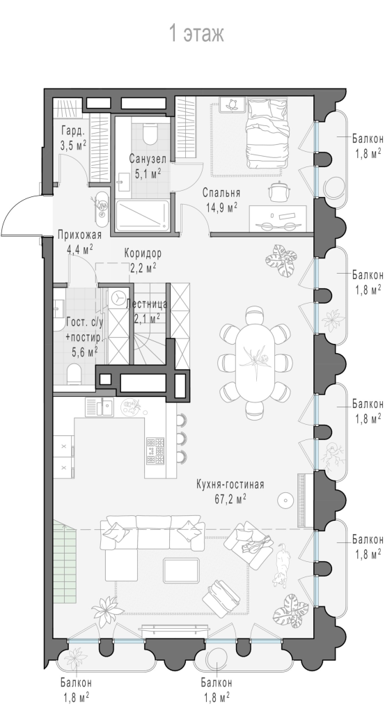 4 ккв (Евро) 152,5 м²