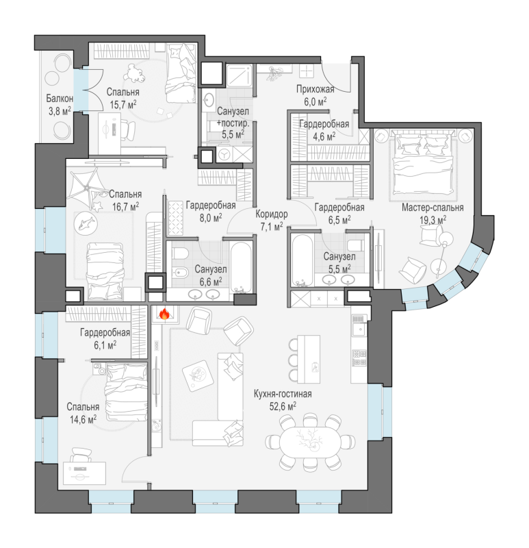 5 ккв (Евро) 176,9 м²