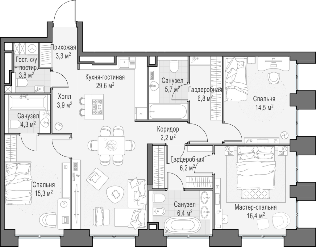 4 ккв (Евро) 119,3 м²