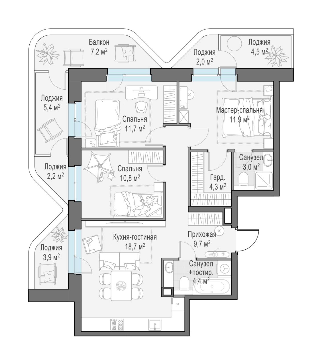 3 ккв (Евро) 86,1 м²