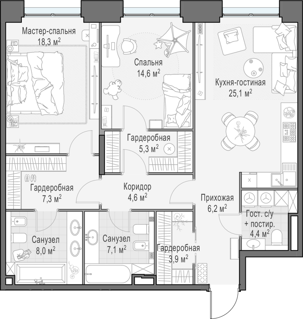 3 ккв (Евро) 105,7 м²