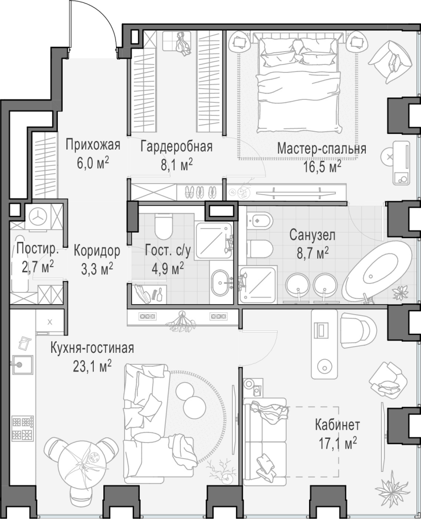 3 ккв (Евро) 91,2 м²