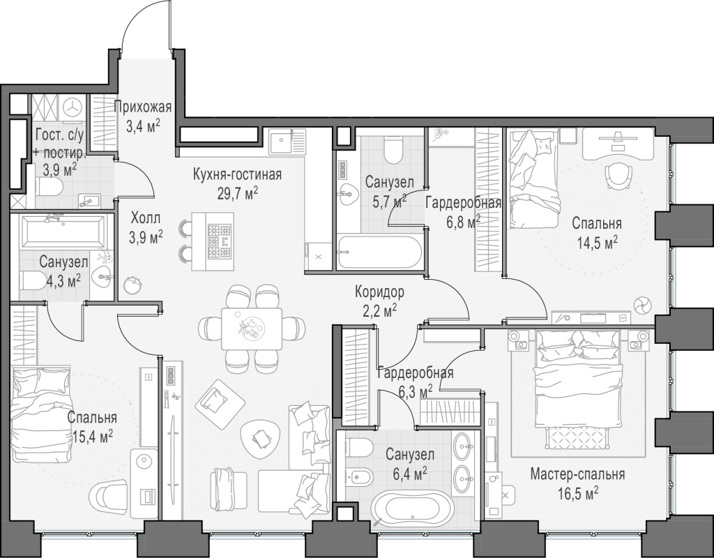 4 ккв (Евро) 119,6 м²