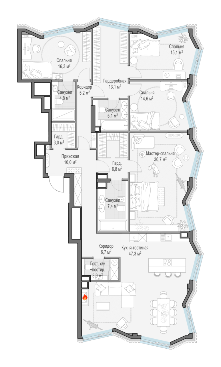 5 ккв (Евро) 190 м²