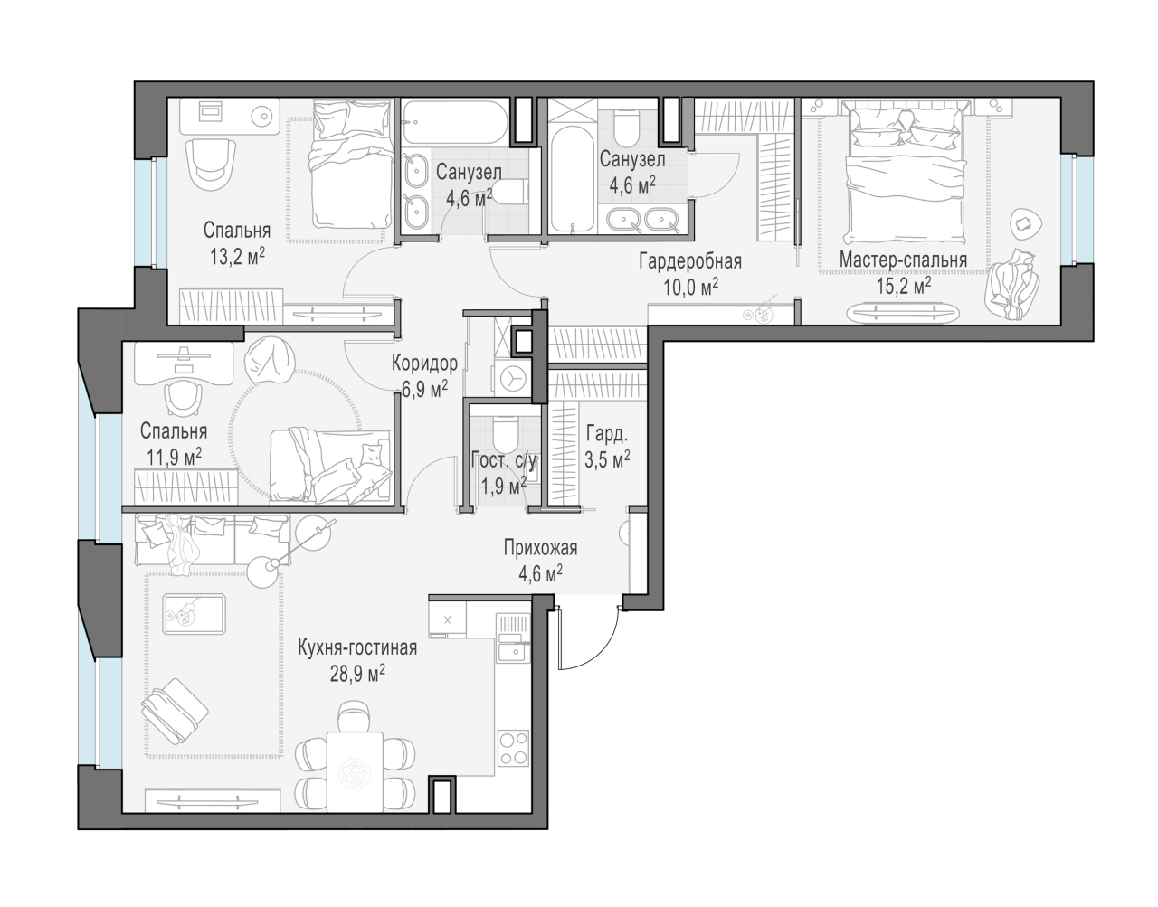 3 ккв (Евро) 105,7 м²