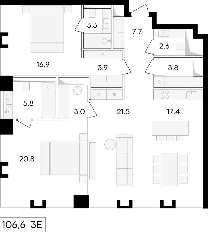 3 ккв (Евро) 110,2 м²