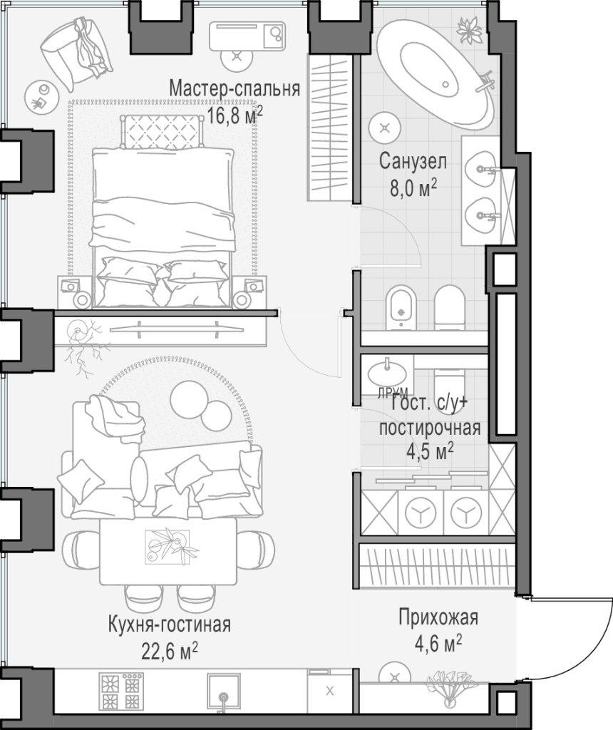 2 ккв (Евро) 56,9 м²