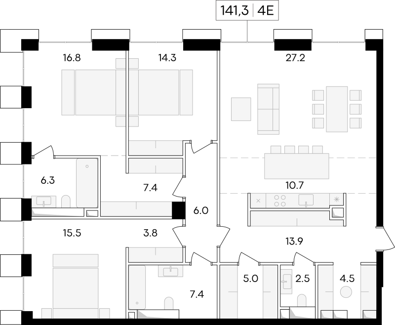 4 ккв (Евро) 143,5 м²