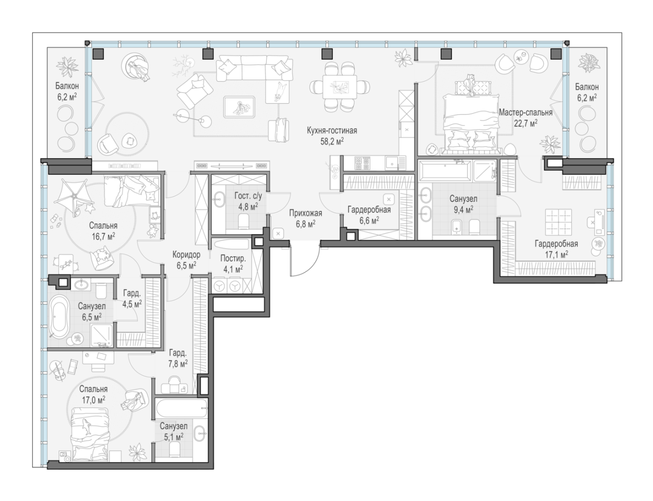 4 ккв (Евро) 199,2 м²