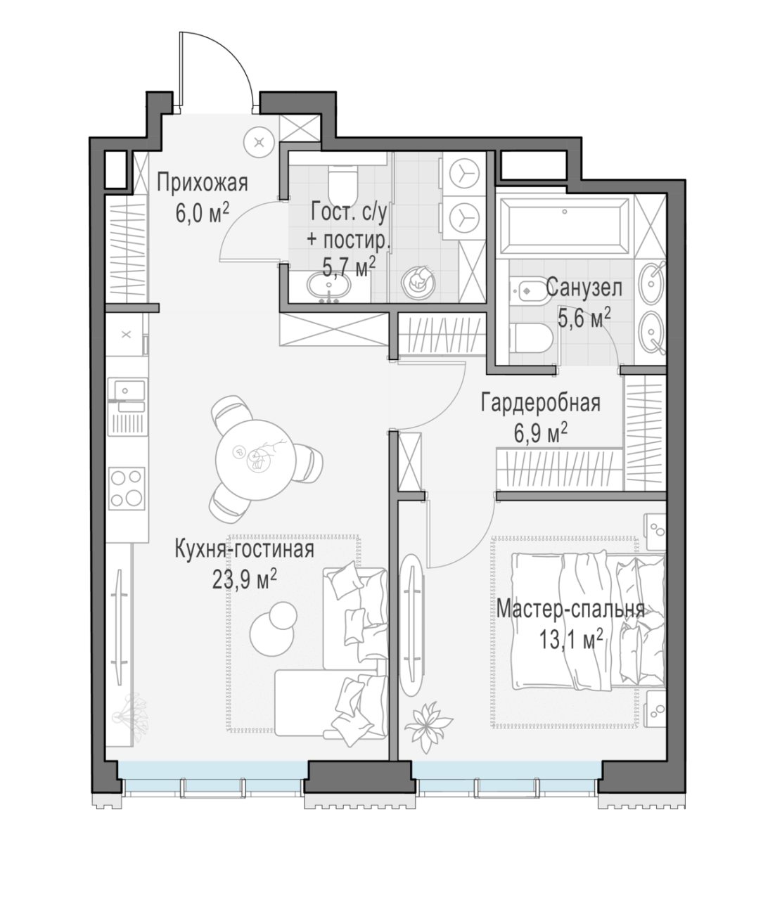 2 ккв (Евро) 61,3 м²