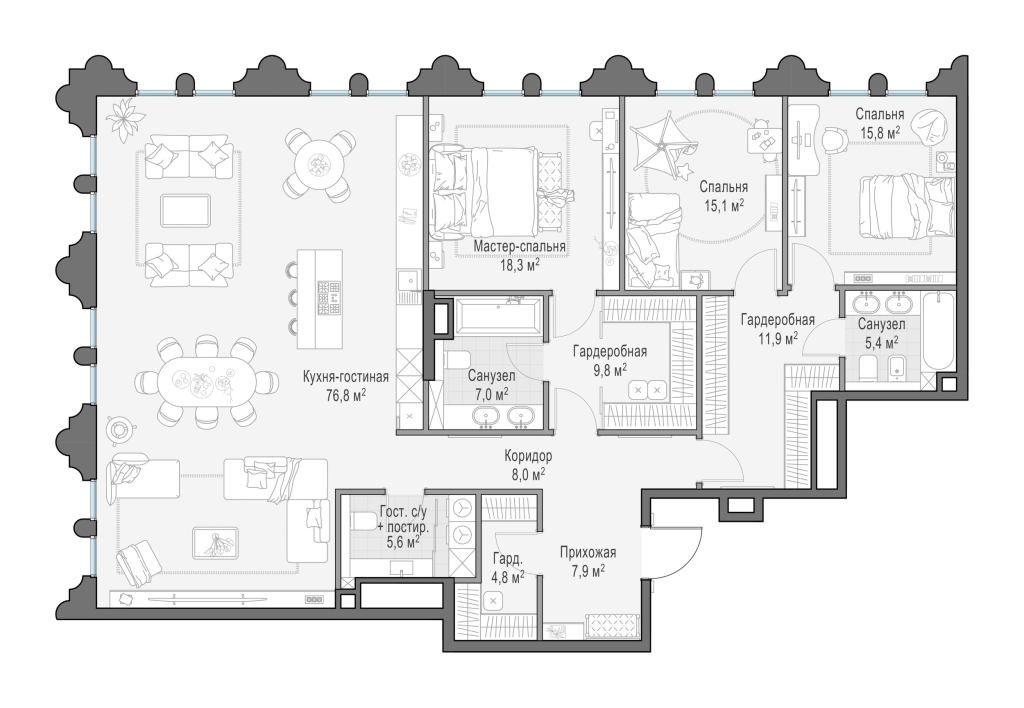 5 ккв (Евро) 186,9 м²