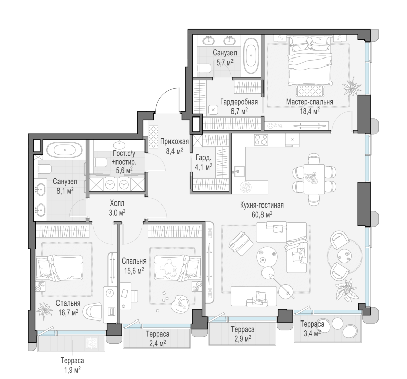 4 ккв (Евро) 150,2 м²