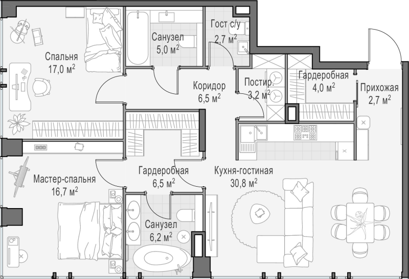 3 ккв (Евро) 101,4 м²
