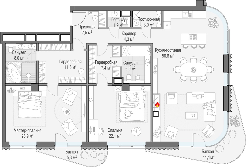 4 ккв (Евро) 167,8 м²