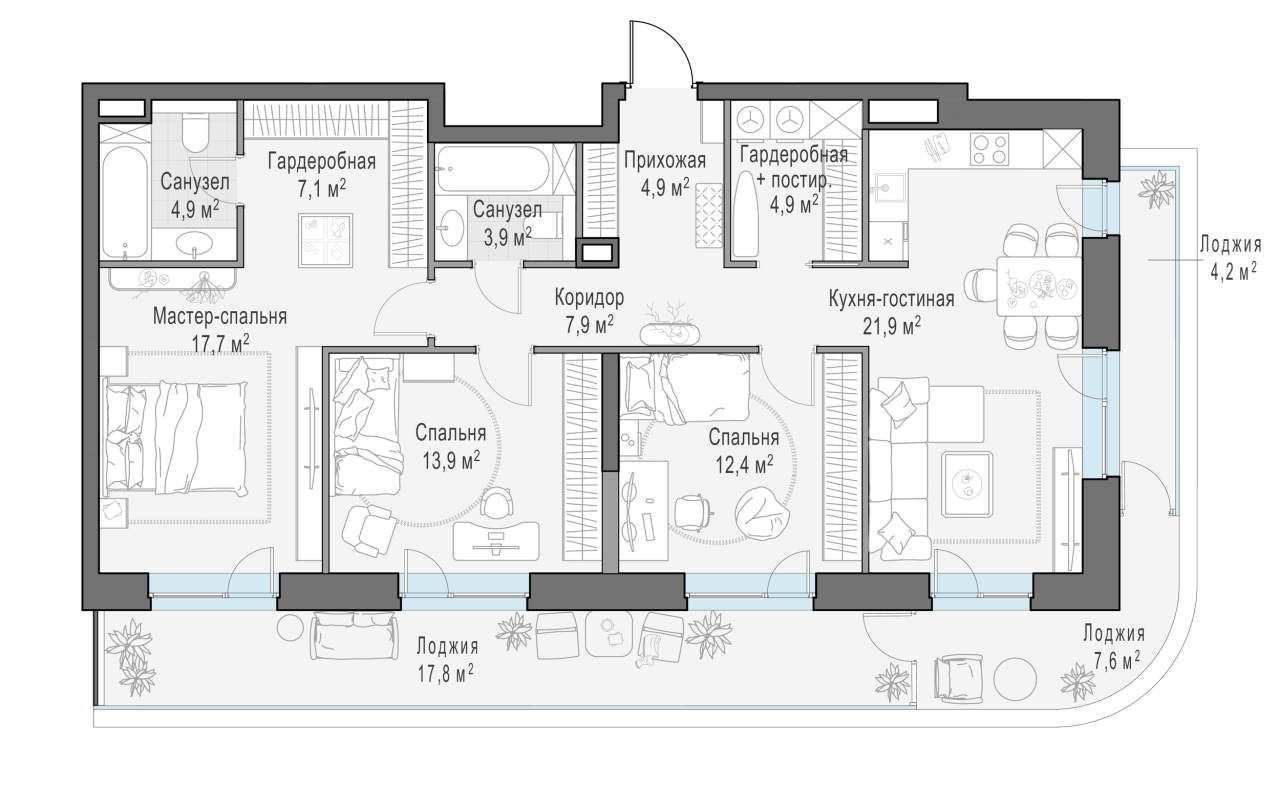 3 ккв (Евро) 115,6 м²