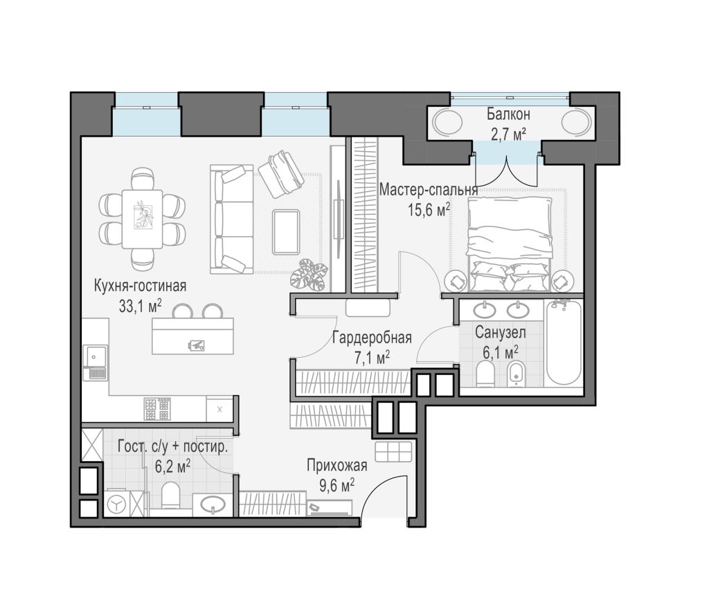 2 ккв (Евро) 79,1 м²