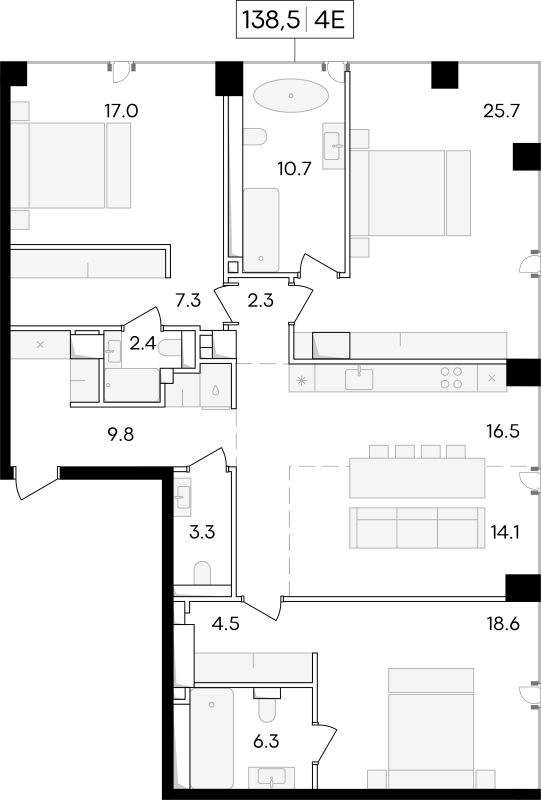 4 ккв (Евро) 139 м²