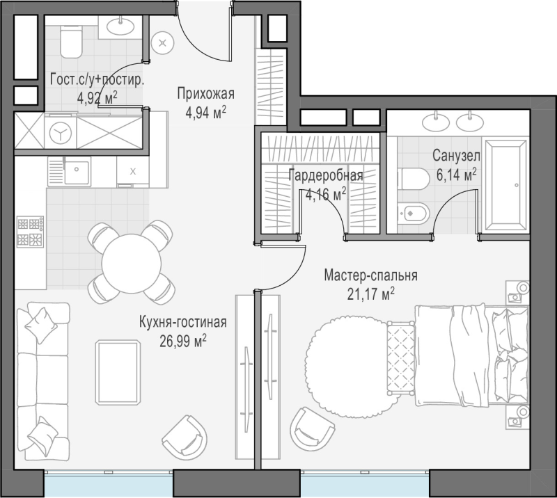 2 ккв (Евро) 69,5 м²