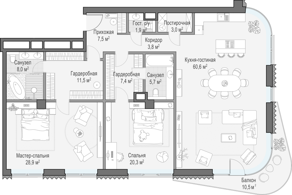 4 ккв (Евро) 166,4 м²