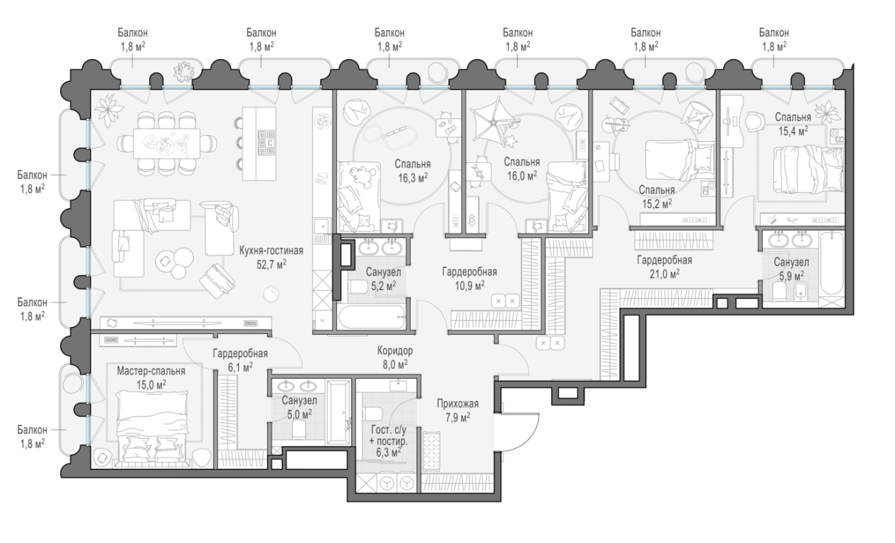 6 ккв (Евро) 215,1 м²