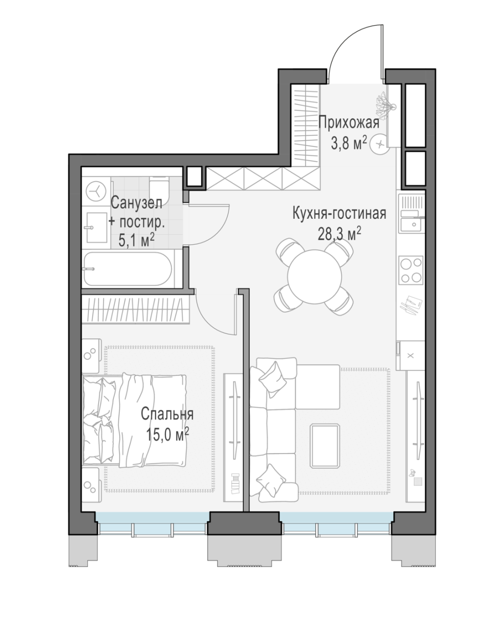 2 ккв (Евро) 52,3 м²