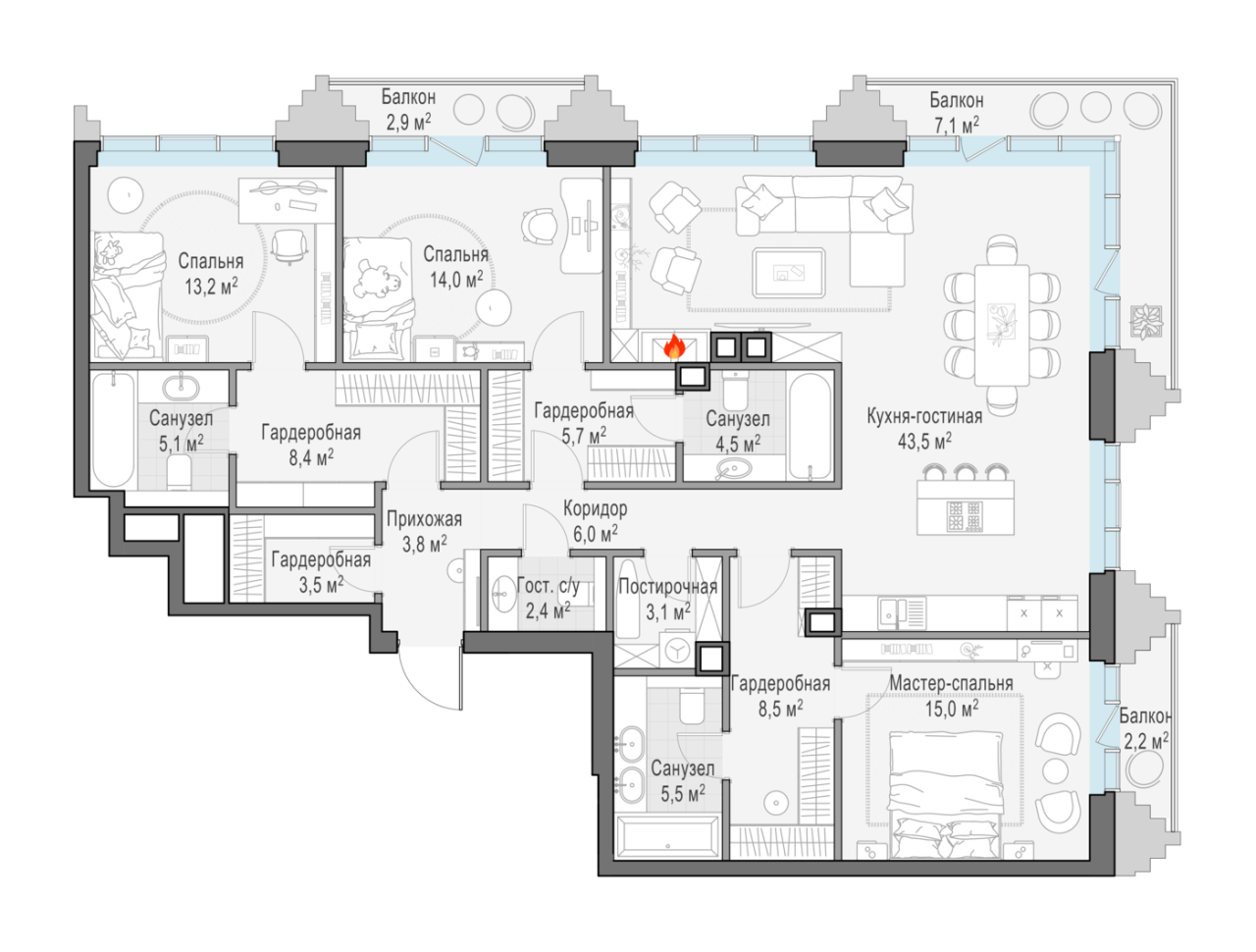 4 ккв (Евро) 146 м²
