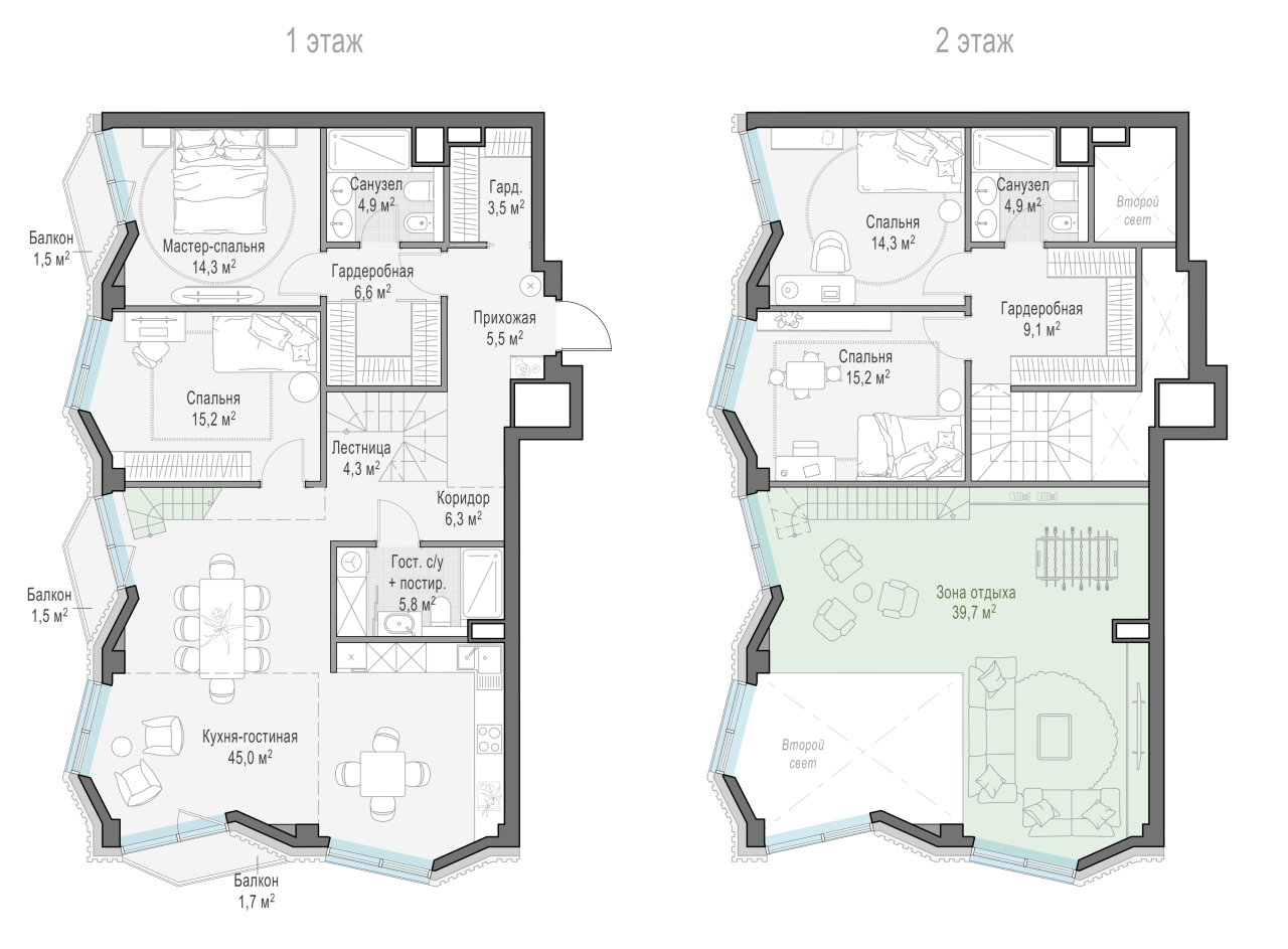 6 ккв (Евро) 154 м²