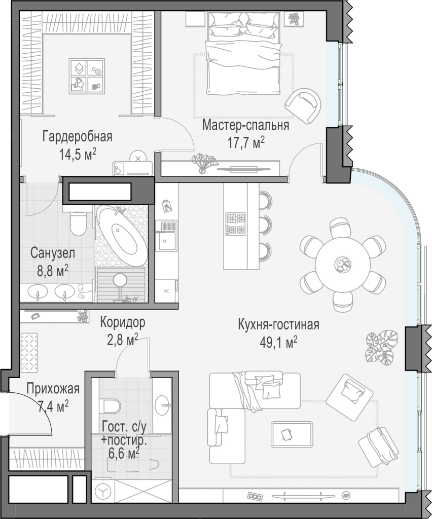 2 ккв (Евро) 107,6 м²