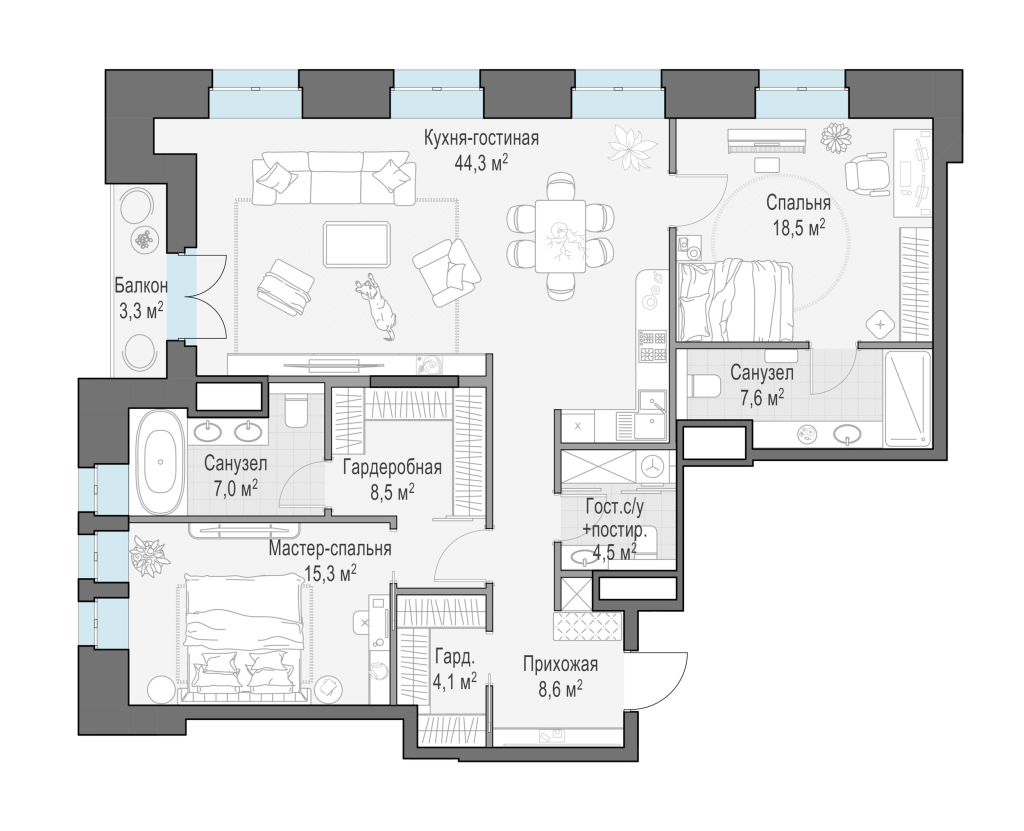 3 ккв (Евро) 119,7 м²