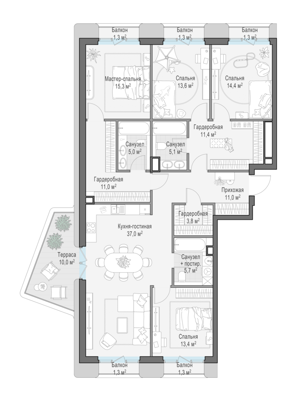 5 ккв (Евро) 151,4 м²
