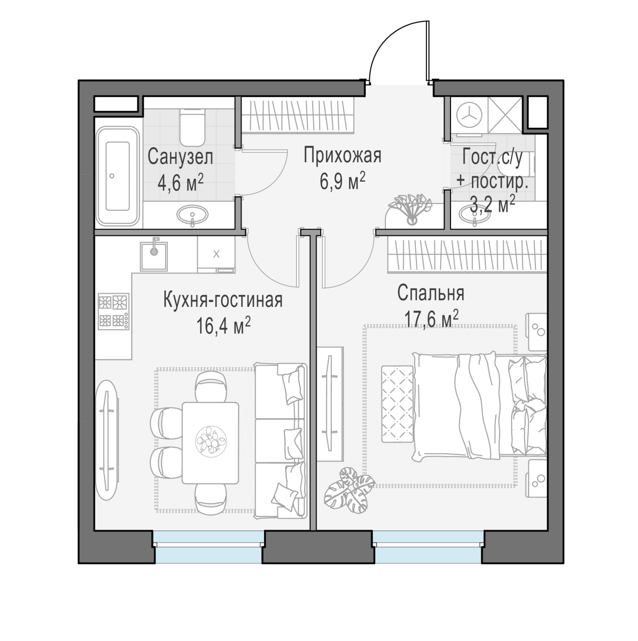 2 ккв (Евро) 48,7 м²