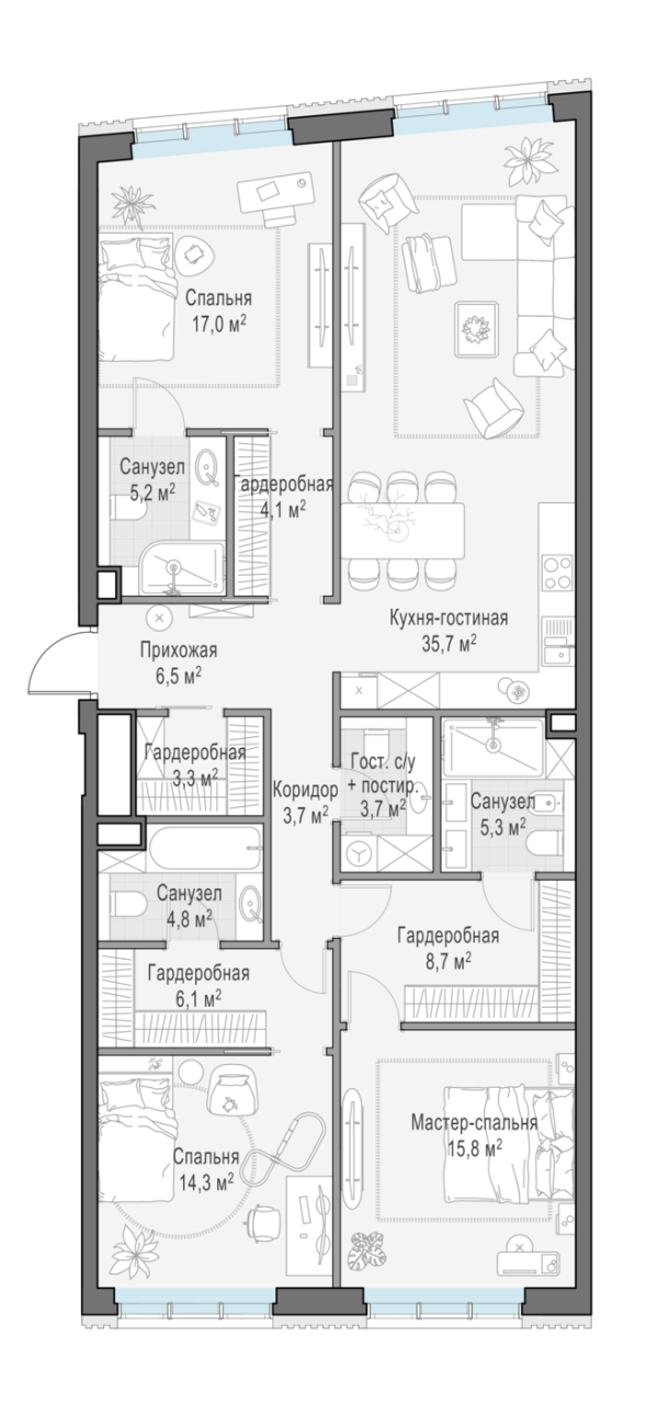 4 ккв (Евро) 134,2 м²