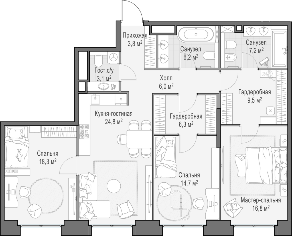 4 ккв (Евро) 117,7 м²