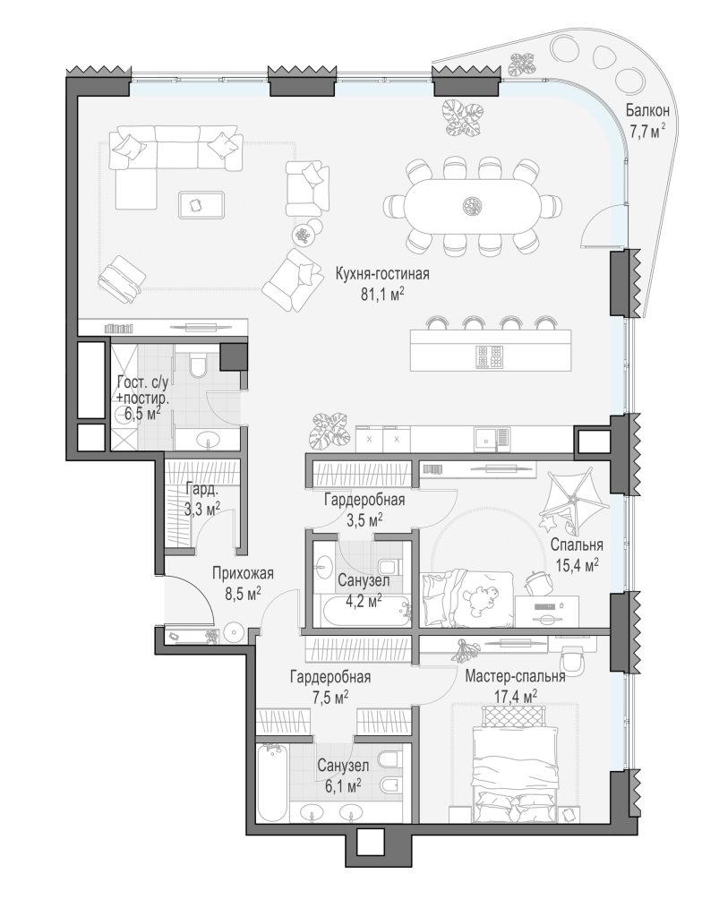 4 ккв (Евро) 159 м²
