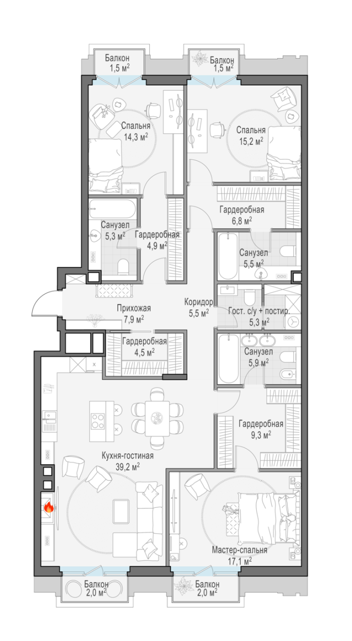 4 ккв (Евро) 150,8 м²