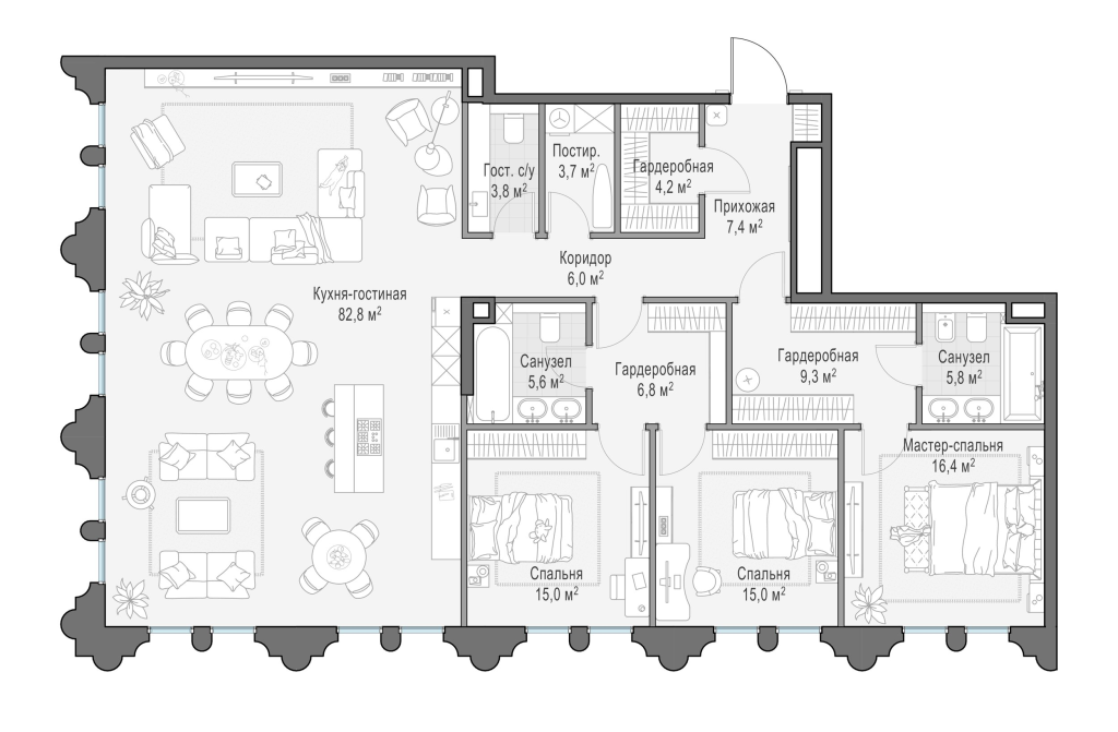 5 ккв (Евро) 181,9 м²