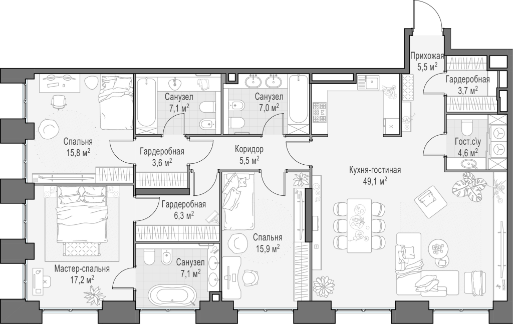 4 ккв (Евро) 149,1 м²