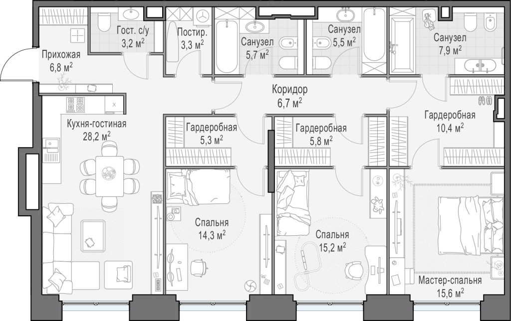 4 ккв (Евро) 134,7 м²