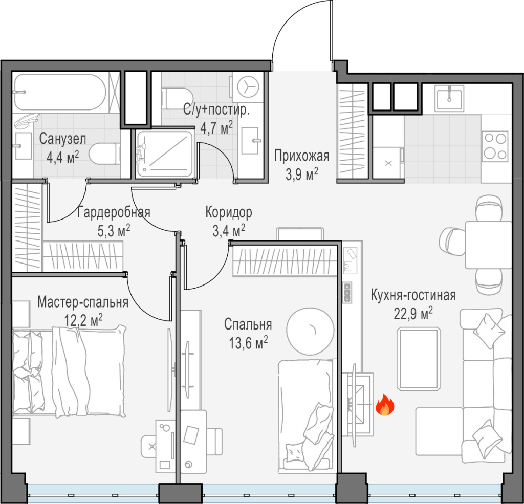 3 ккв (Евро) 71 м²