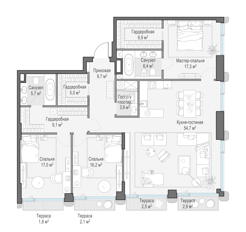 4 ккв (Евро) 157,7 м²