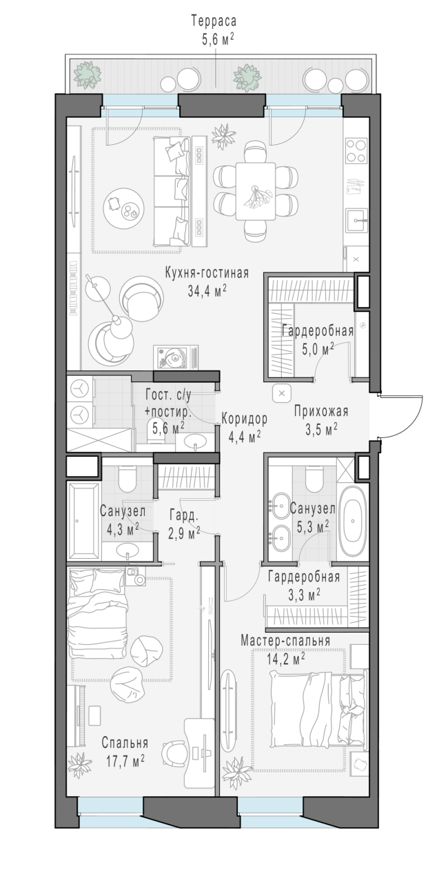 3 ккв 102,9 м²